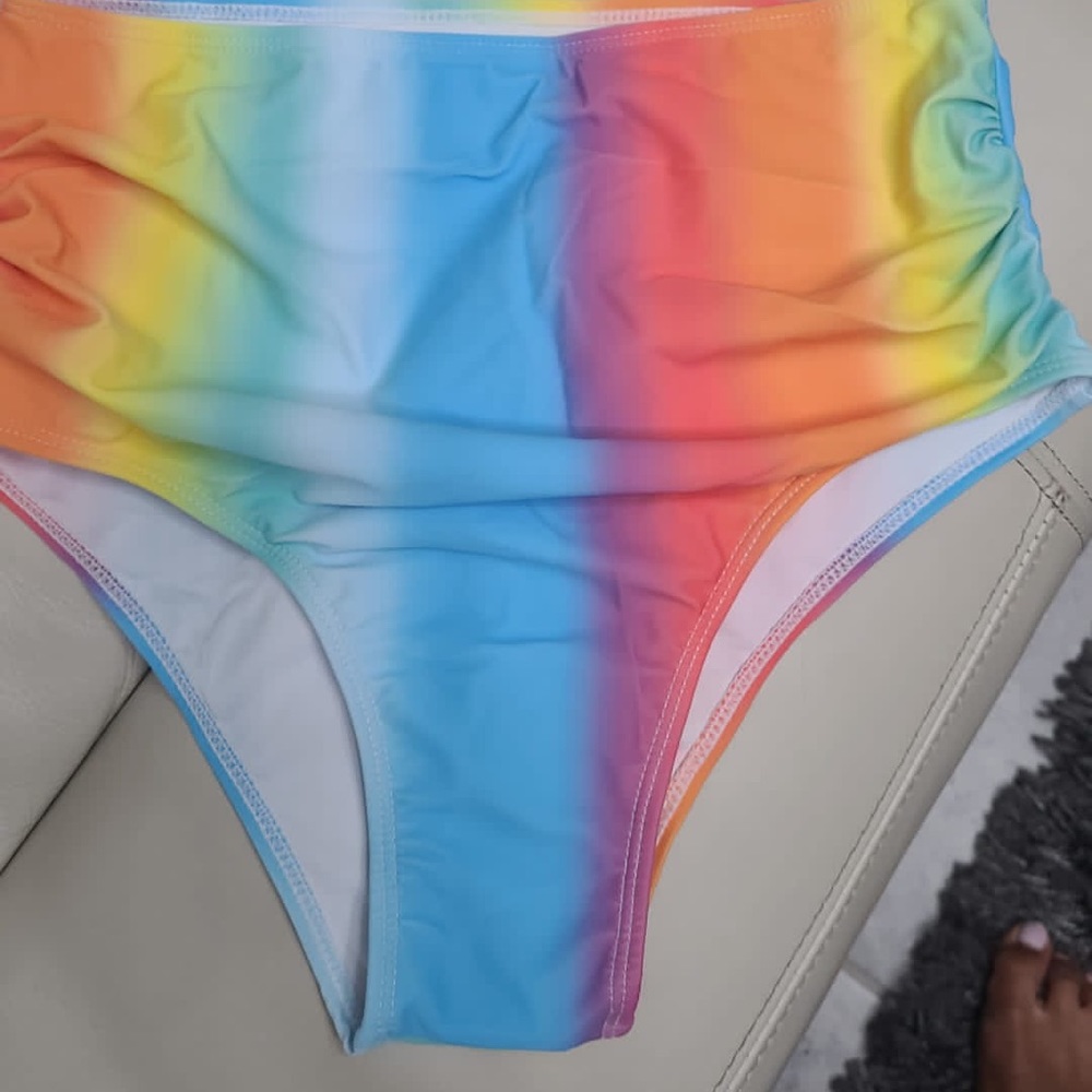 Summer sexy bikini print neon beach wear pool suim suit high waist tie multi col - Picture 5 of 7